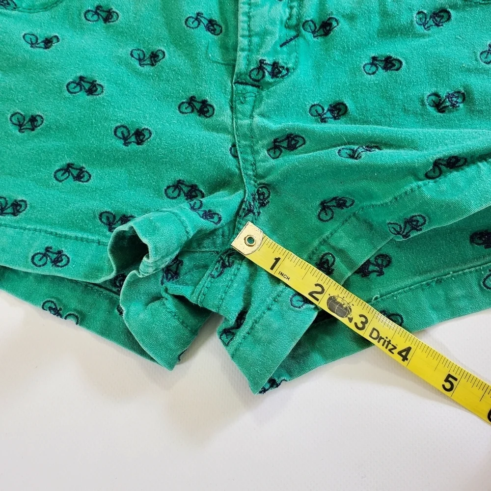 2332 * Wallflower Embroidered Bicycle Print Shorts Green Navy Blue Size 7